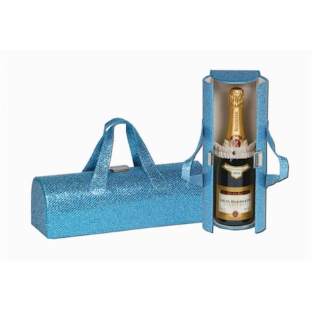 Carlotta Clutch Wine Bottle Tote - GLITTER TURQUOISE